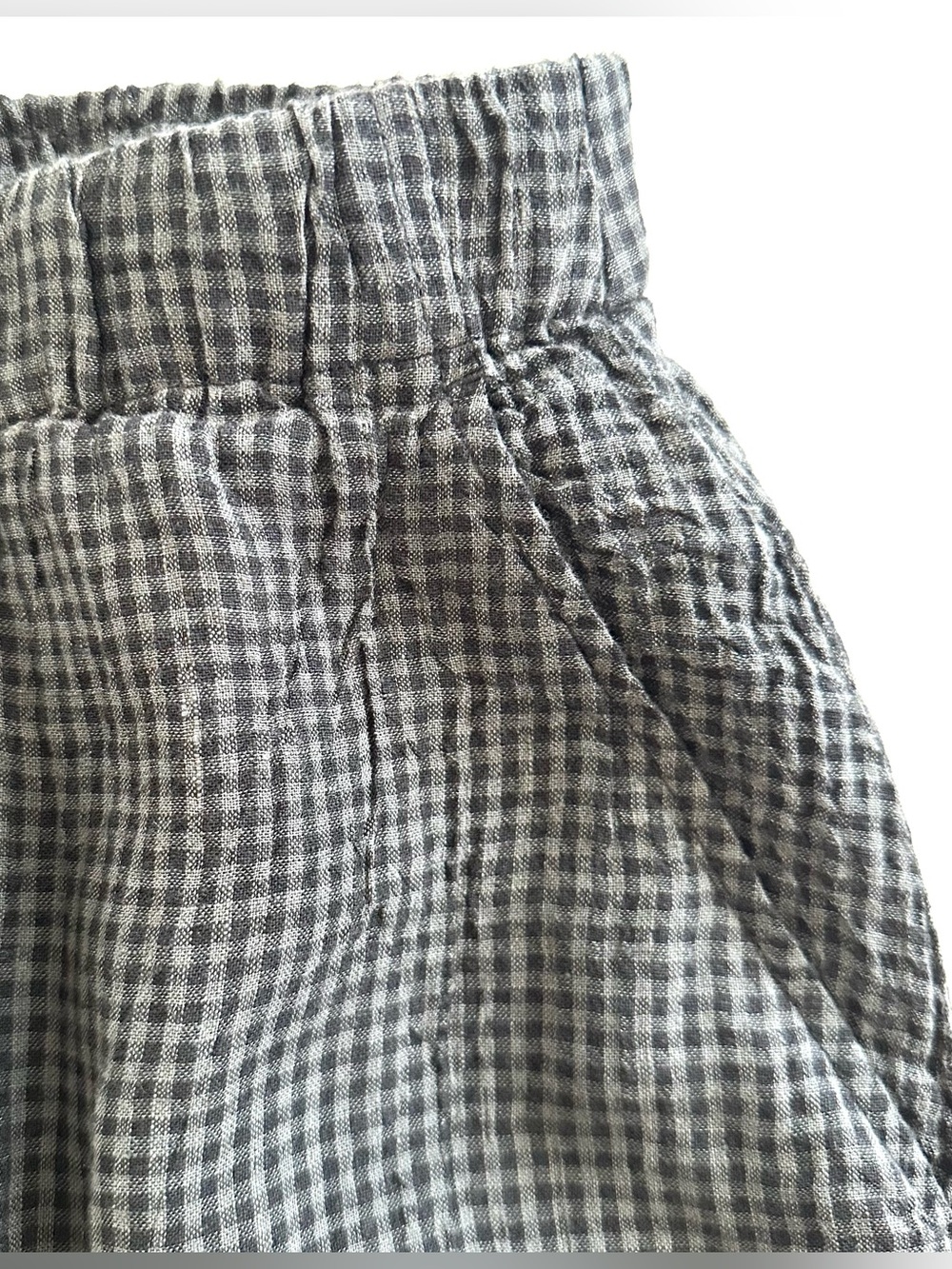 Eileen Fisher Gathered Organic Linen Maxi Skirt Black & Grey Check | XL | EUC - Picture 7 of 9